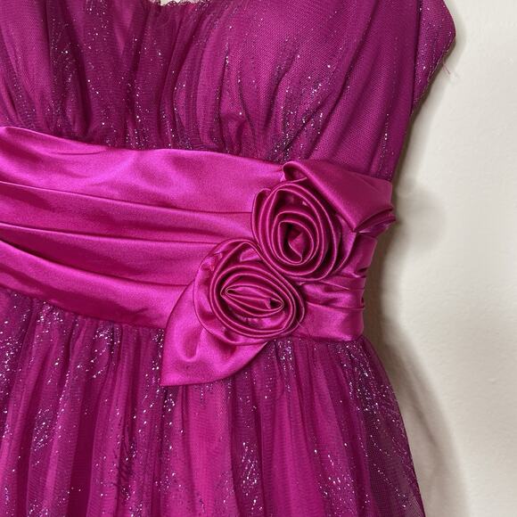 Vtg B. SMART Pink Babydoll Mini HOCO Dress Flower Glitter Mesh Fairy Y2K Sz 3 - Picture 3 of 9